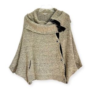 Mystree  Asymmetric Cowl Neck Nuby Knit Sweater Poncho (G1)